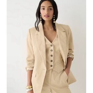 J Crew Willa Blazer in Lightweight Chino Size 4 Tan Beige‎ Work Office Wear